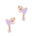 Pink Heart with Hanging CZ Silver Stud Earring STS-6266